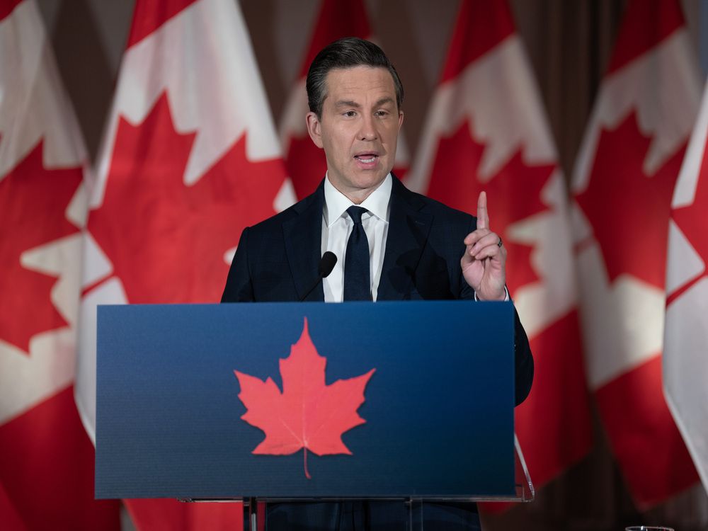  Conservative Leader Pierre Poilievre is seen during a news conference in Ottawa on Monday, July 14, 2025.