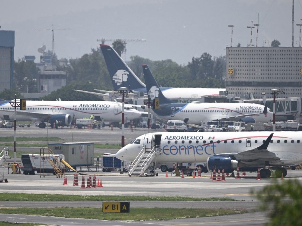  AeroMexico aircraft at Benito Juarez International Airport in Mexico City on July 22, 2025.