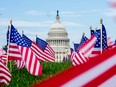 U.S. Capitol and American flags.