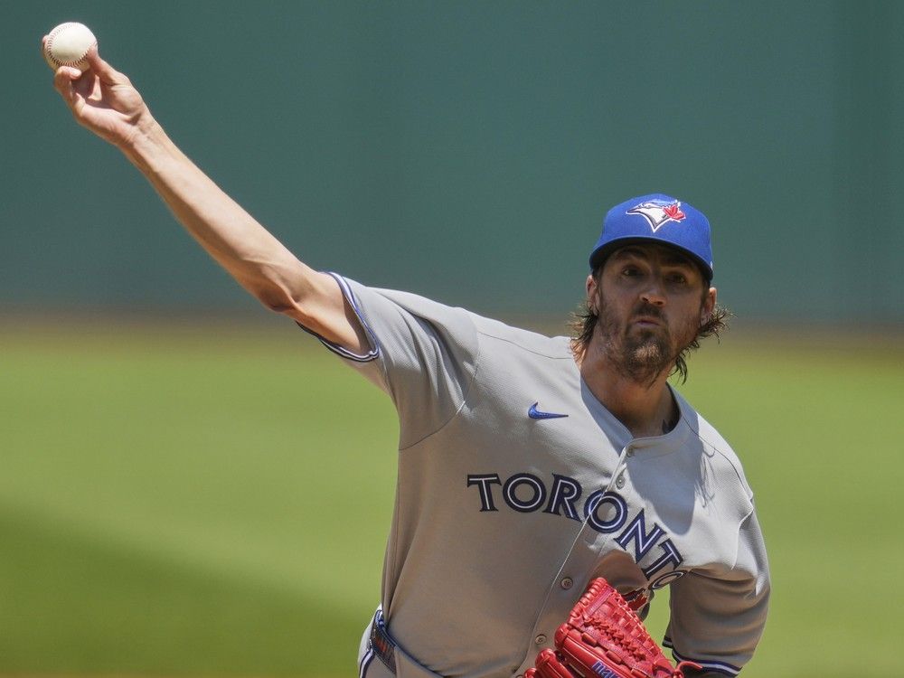  The Toronto Blue Jays’ Kevin Gausman pitches in the first inning of a game against the Cleveland Guardians on Thursday, June 26, 2025.