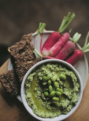 Edamame cilantro hummus
