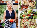 Clockwise from left: author Greta Podleski, Grilled Chicken Souvlaki Salad, Berry Delicious Summer Salad and Chopped Italian Salad. PHOTOS BY GRETA PODLESKI