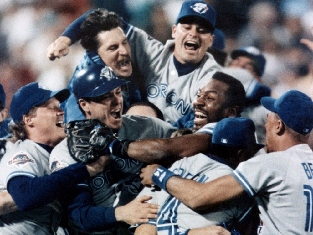  The 1992 Toronto Blue Jays celebrate winning the World Series, the first in club history.