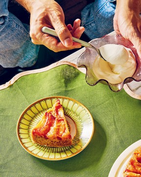 Peach and ginger upside-down cake