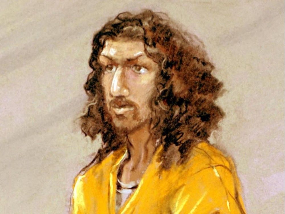  British “shoe bomber” Richard Reid is shown in a courtroom drawing.