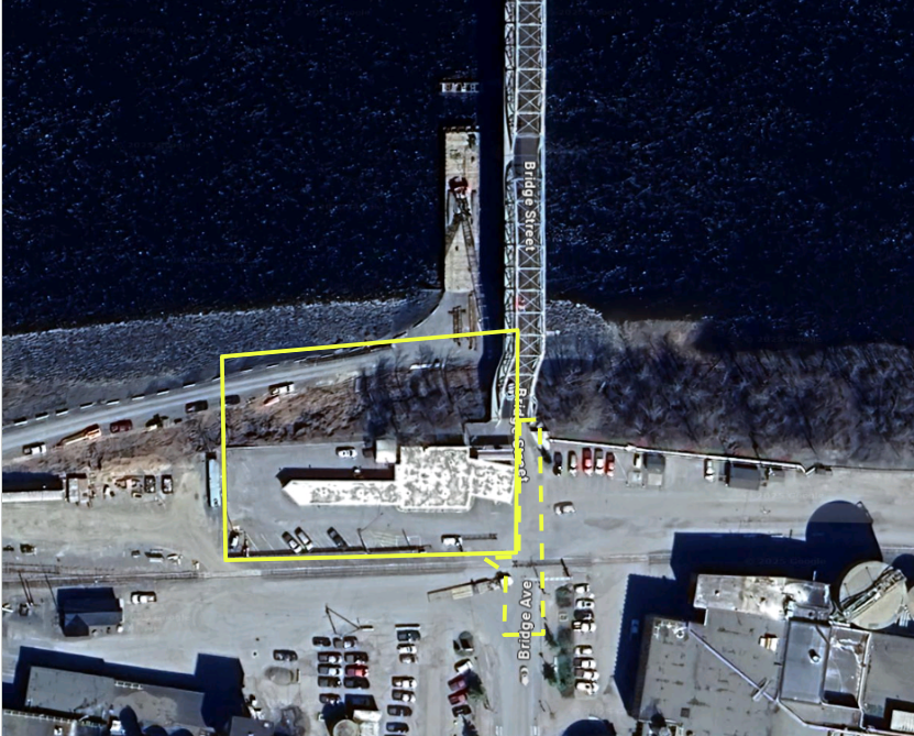  The site of the former U.S Customs border entry facility in Madawaska, Maine on the Saint John River.