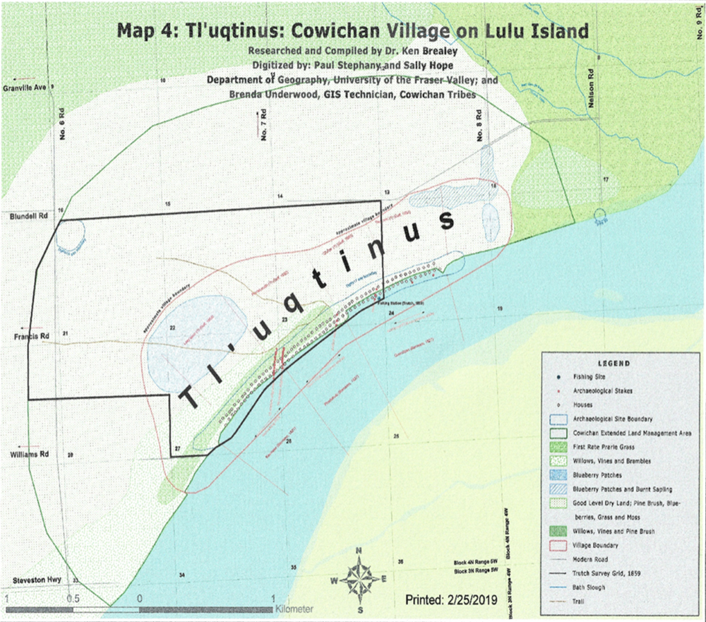 A map shows the Cowichan title lands outlined in black. (B.C. Supreme Court)  A map shows the Cowichan title lands outlined in black. (B.C. Supreme Court)