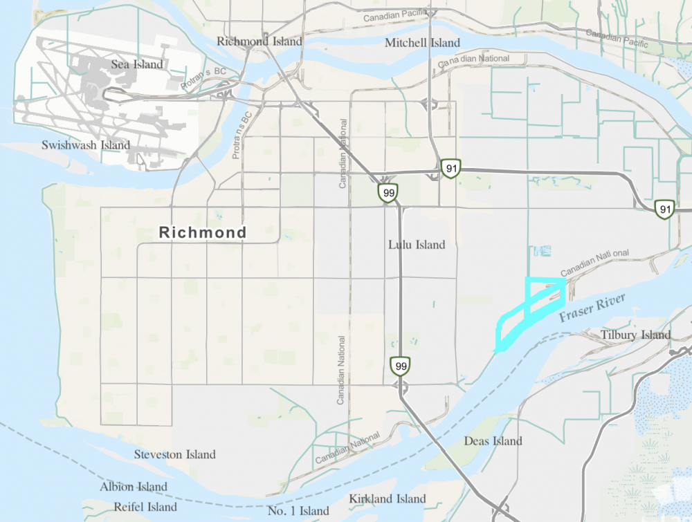 Government properties that were voided by the Cowichan Tribes decision are highlighted in cyan. (LTSA/ParcelMap BC)  Government properties that were voided by the Cowichan Tribes decision are highlighted in cyan. (LTSA/ParcelMap BC)