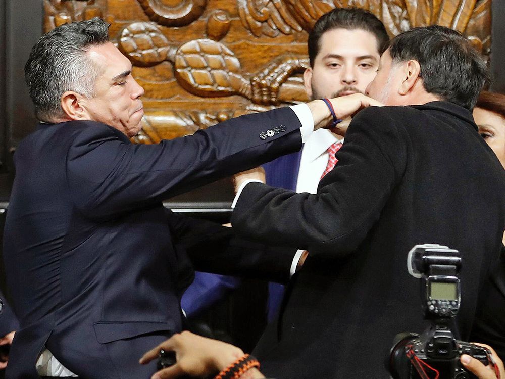 NextImg:Mexican senators brawl as opposition accused of calling for U.S. intervention against cartels