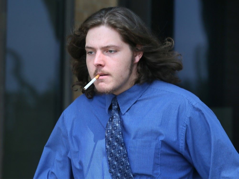 Seth Bertrand exits the Ontario Superior Court of Justice in Windsor on Thursday, Aug. 7, 2025 after being found guilty on terrorism-related charges.
