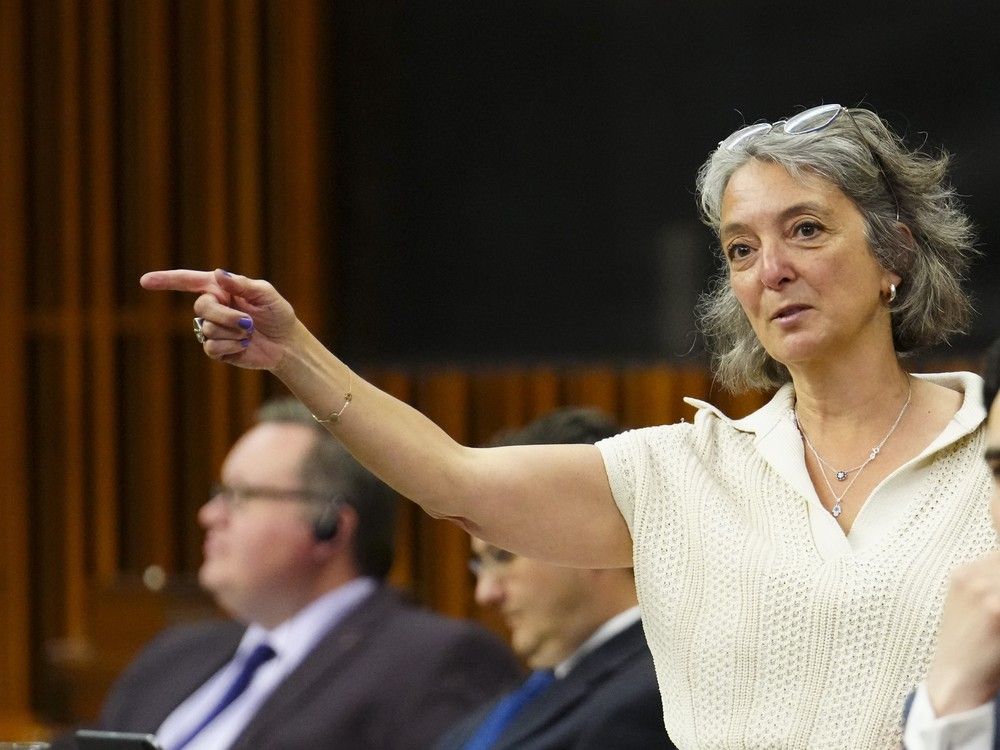 Liberal MP Julie Dabrusin answers a question during question period in the House of Commons on Parliament Hill in Ottawa, Friday, May 31, 2024.