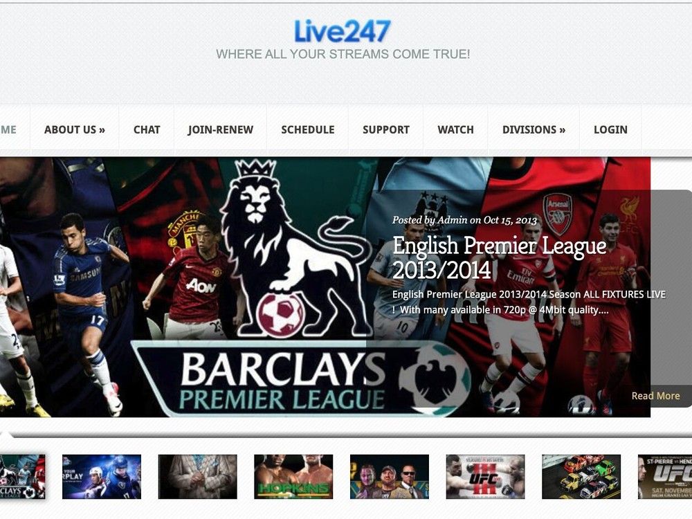  Launch page for one of the Smooth Streams pirate TV web sites from 2013.