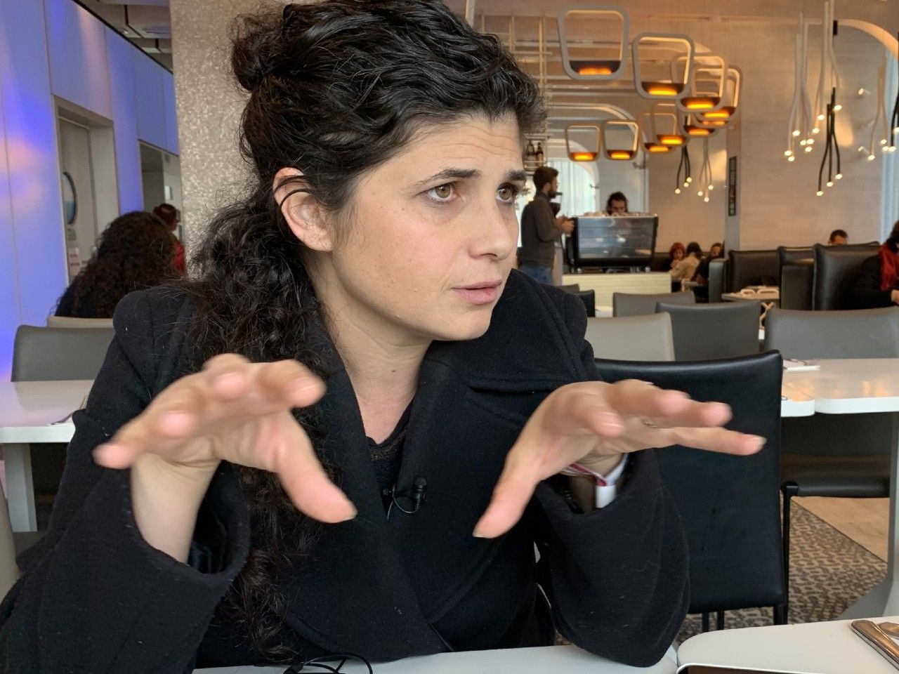 Canadian-born Knesset member Sharren Haskel speaks to a delegation of Canadian reporters in a Tel Aviv hotel in January 2024. Haskel says Canadian Prime Minister Mark Carney's move to recognize a Palestinian state amid ongoing Hamas terrorism is a sharp break from the country's historic Middle East policy.