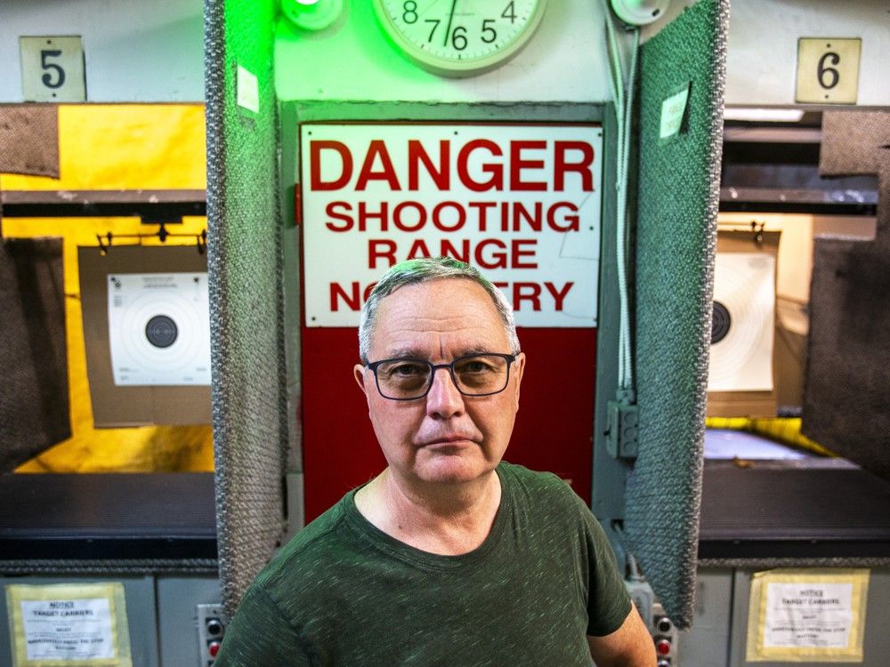Graham Brown, president of Toronto Revolver Club, at the club's shooting range, in Toronto, on June 7, 2022.