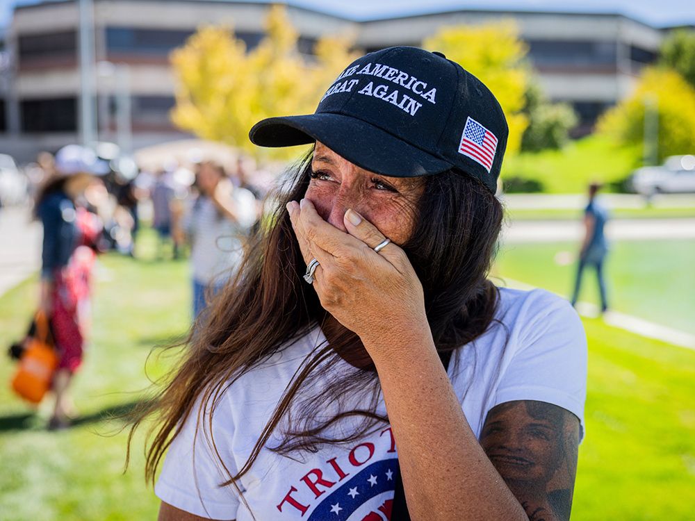 A woman reacts to conservative activist Charlie Kirk being shot during Turning Point’s visit to Utah Valley University in Orem, Utah, Wednesday, Sept. 10, 2025.  A woman reacts to conservative activist Charlie Kirk being shot during Turning Point’s visit to Utah Valley University in Orem, Utah, Wednesday, Sept. 10, 2025.