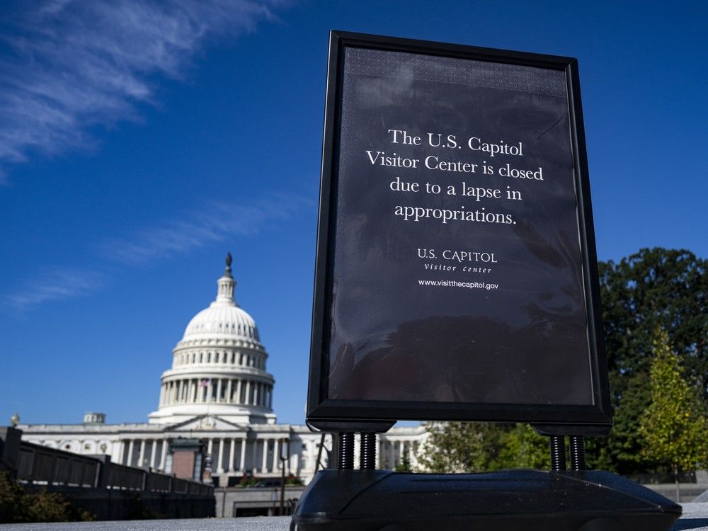 A sign indicating that the U.S. Capitol Visitor Center is closed due to the government shutdown, on October 1, 2025 in Washington, DC. A sign indicating that the U.S. Capitol Visitor Center is closed due to the government shutdown, on October 1, 2025 in Washington, DC.