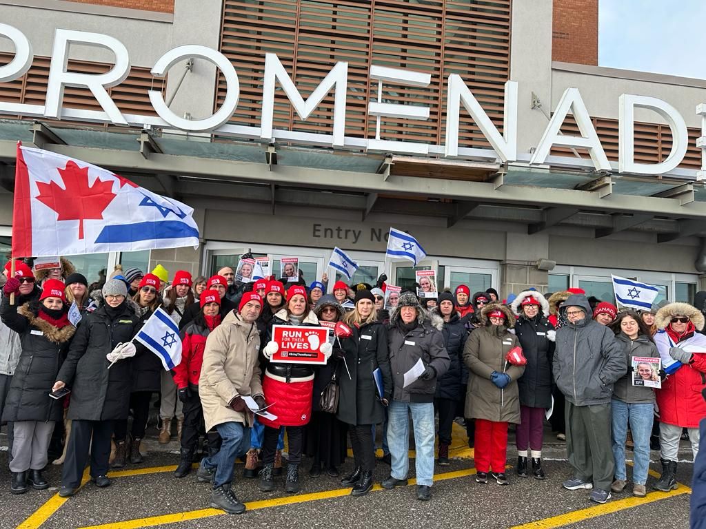 Participants in the weekly walk in Thornhill, Ontario of Jews and non-Jewish allies who have called for the release of the hostages taken in Israel on October 7. 