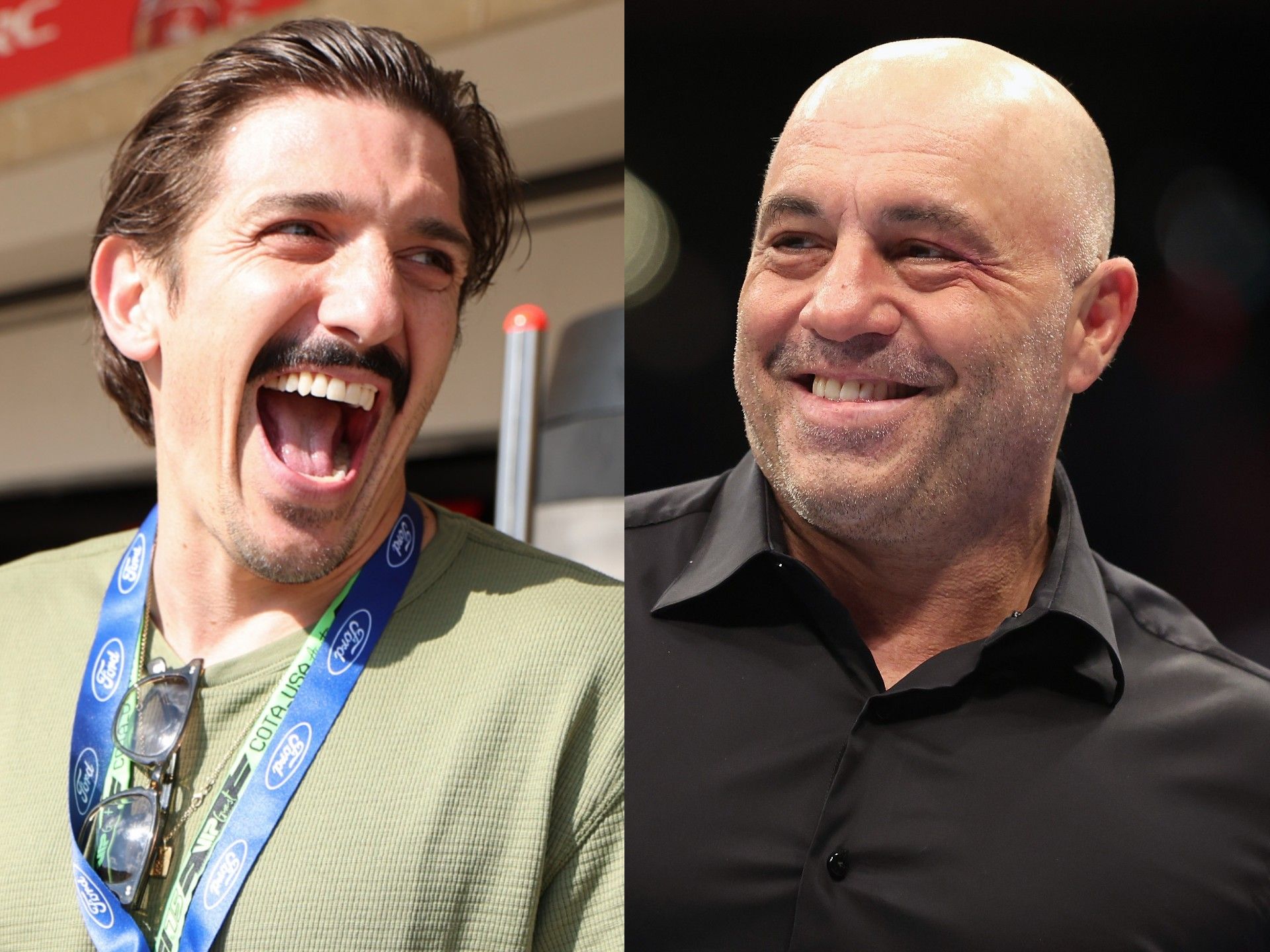 Andrew Schulz, left, told Joe Rogan he was surprised the first time he was asked to recite a land acknowledgement while performing in Canada. 