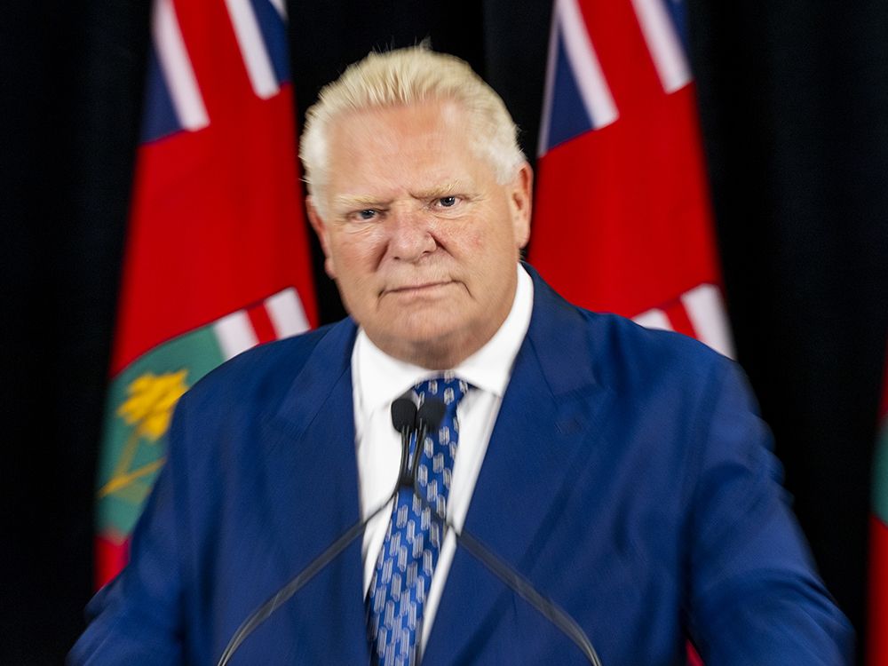 Ontario Premier Doug Ford at a news conference in August.