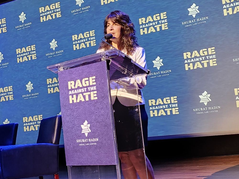 Israeli lawyer Nitsana Darshan-Leitner, founder and president of Israel Law Center, speaks at the Rage Against Hate conference at Manhattan’s Museum of Jewish Heritage, Oct. 27, 2025. Israeli lawyer Nitsana Darshan-Leitner, founder and president of Israel Law Center, speaks at the Rage Against Hate conference at Manhattan’s Museum of Jewish Heritage, Oct. 27, 2025.
