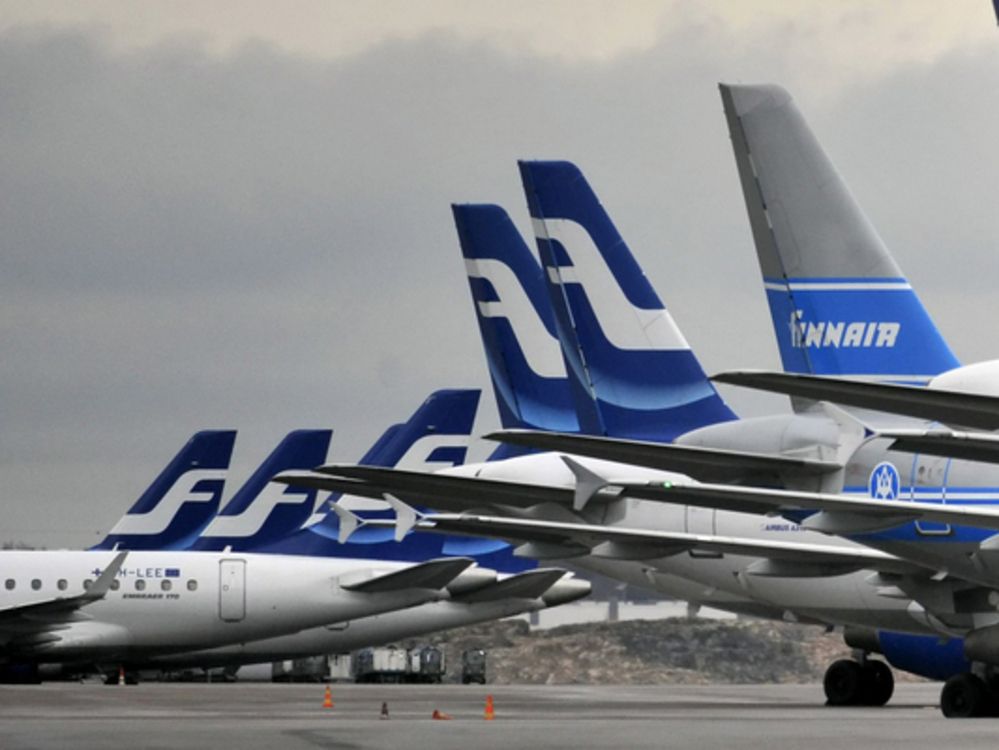 Finnair planes are seen grounded at Helsinki airport on Nov. 16, 2009, during a pilots' strike.