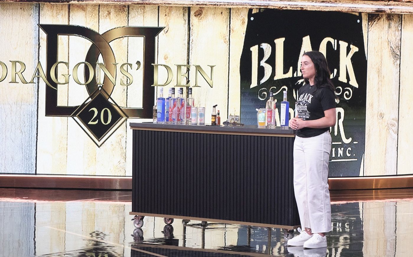Jaime Landry, founder of Black Harbour Distillery, makes her pitch on an episode of Dragons' Den that aired on Thursday evening. Jaime Landry, founder of Black Harbour Distillery, makes her pitch on an episode of Dragons' Den that aired on Thursday evening.