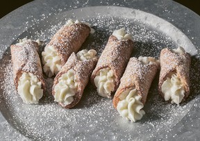 Miso cannoli with lemony chèvre crème