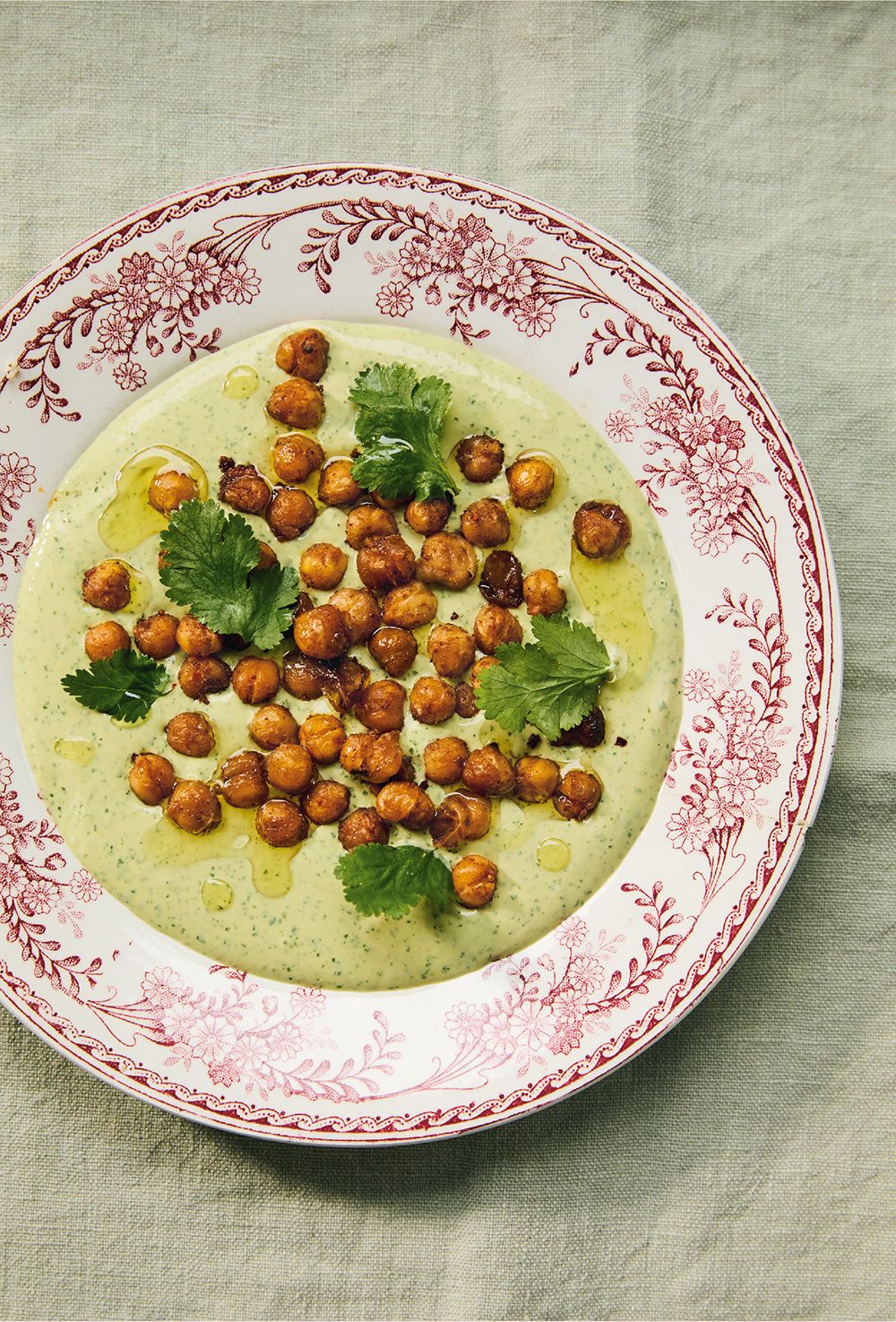  Served with crackers or bread, “it goes really well as an appetizer or something with a drink,” Sami Tamimi says of his smoky chickpeas with cilantro tahini.