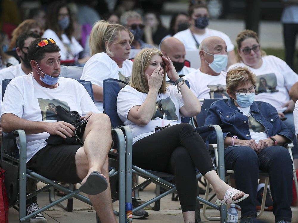 Family and friends of murder victim Juliana Pannunzio participate in a vigil in Windsor on Wednesday, September 15, 2021, for murdered and missing individuals.  Family and friends of murder victim Juliana Pannunzio participate in a vigil in Windsor on Wednesday, September 15, 2021, for murdered and missing individuals.
