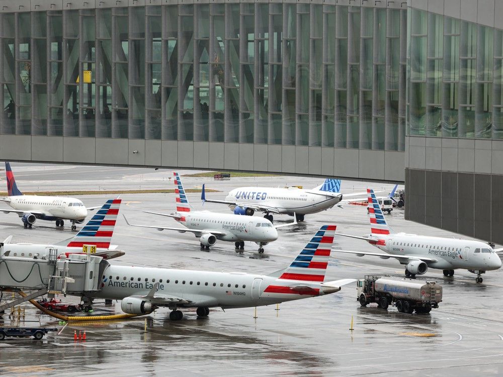 Planes at LaGuardia airport in New York on day 41 of the government shutdown, Nov.10. Hundreds of flights have been canceled across the United States during the shutdown.