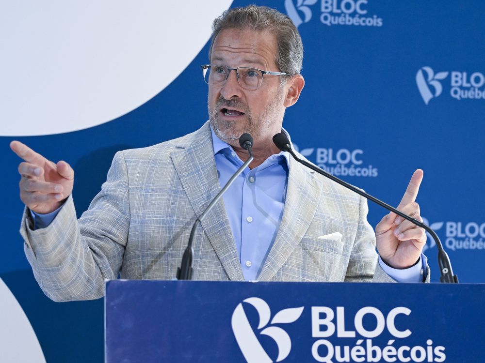 Bloc Quebecois Leader Yves-Francois Blanchet speaks at the beginning of a pre-session caucus Meeting in Quebec City, Monday, Sept. 8, 2025. Bloc Quebecois Leader Yves-Francois Blanchet speaks at the beginning of a pre-session caucus Meeting in Quebec City, Monday, Sept. 8, 2025.