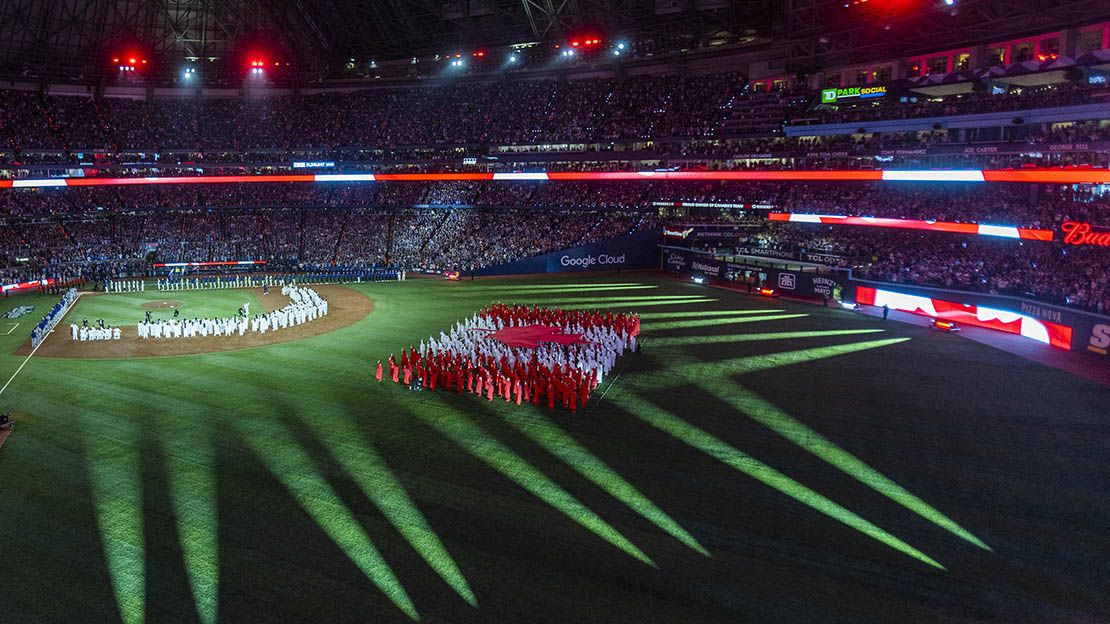 Canadian anthem at the Rogers Centre before the Toronto Blue Jays host the Los Angeles Dodgers in Game 1 of the World Series on Friday October 24, 2025. Ernest Doroszuk/Toronto Sun/Postmedia