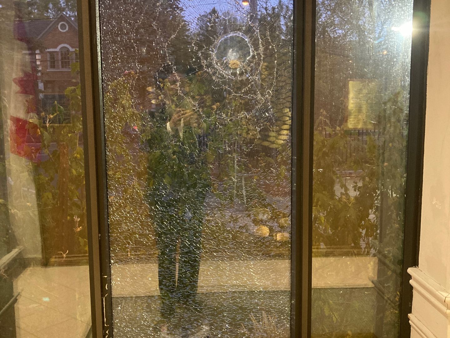 Handout photo of damage at Kehillat Shaarei Torah, a synagogue in Toronto’s north end, which has been hit by vandals for the 10th time in just over a year and a half. Photo provided. 