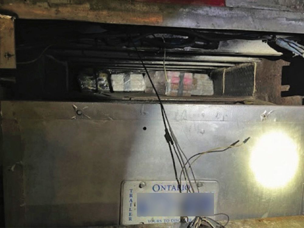  A U.S. Customs photo of the hidden compartment at the back of the truck where cocaine and heroin was found.