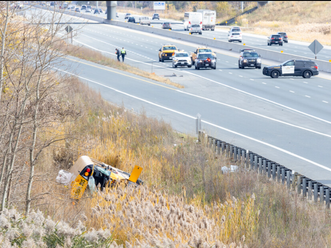 School Bus Crash on Hwy 401: Driver Dies, Students Injured