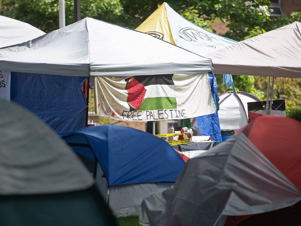 The anti-Israel encampment set up on the University of Windsor campus in 2024.
