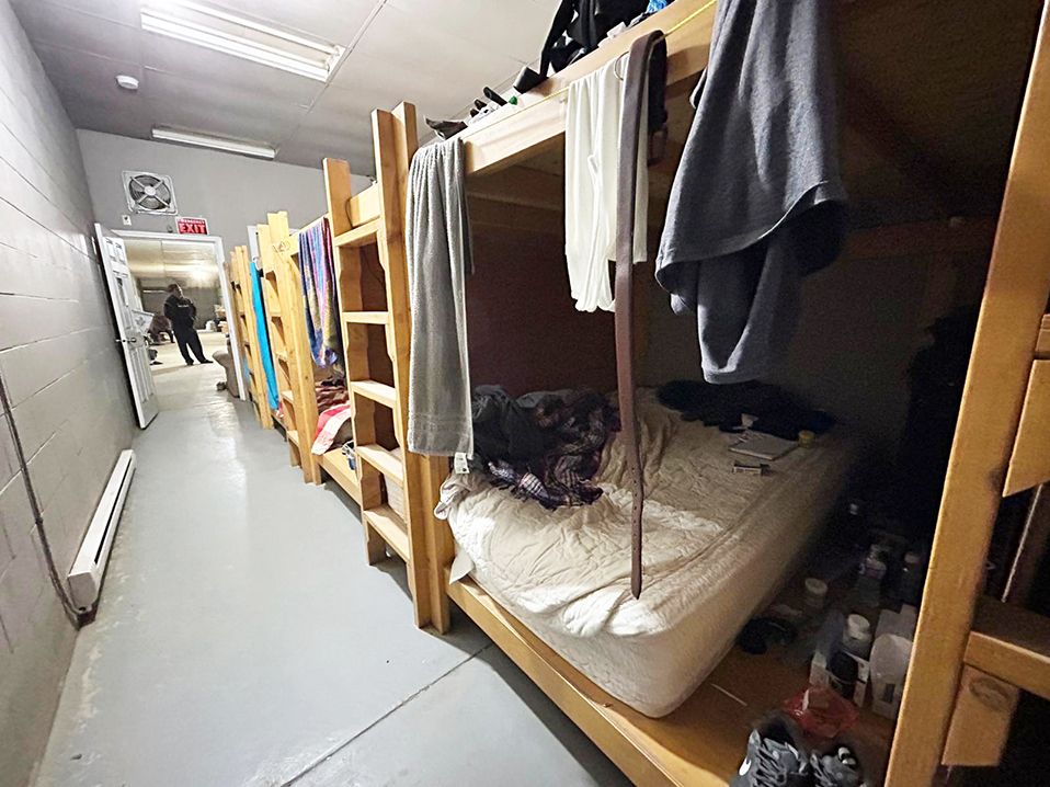 Sleeping arrangements for about a dozen workers on a farm near Delta, B.C.