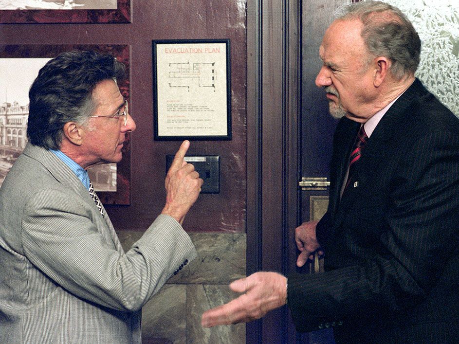 Dustin Hoffman and Gene Hackman in a scene from 2003's Runaway Jury.