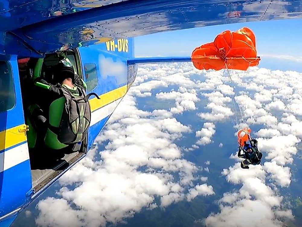Australian skydiver forced to cut himself free after parachute caught on plane wing
