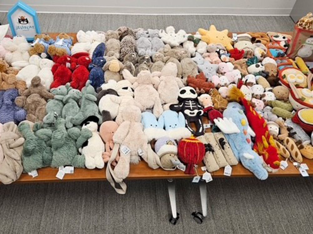 “Officers recovered approximately 140 stolen toy items, valued at an estimated $7,500. Most of the recovered items were Jellycat toys,” police said.