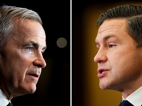 Mark Carney and Pierre Poilievre in two combined images
