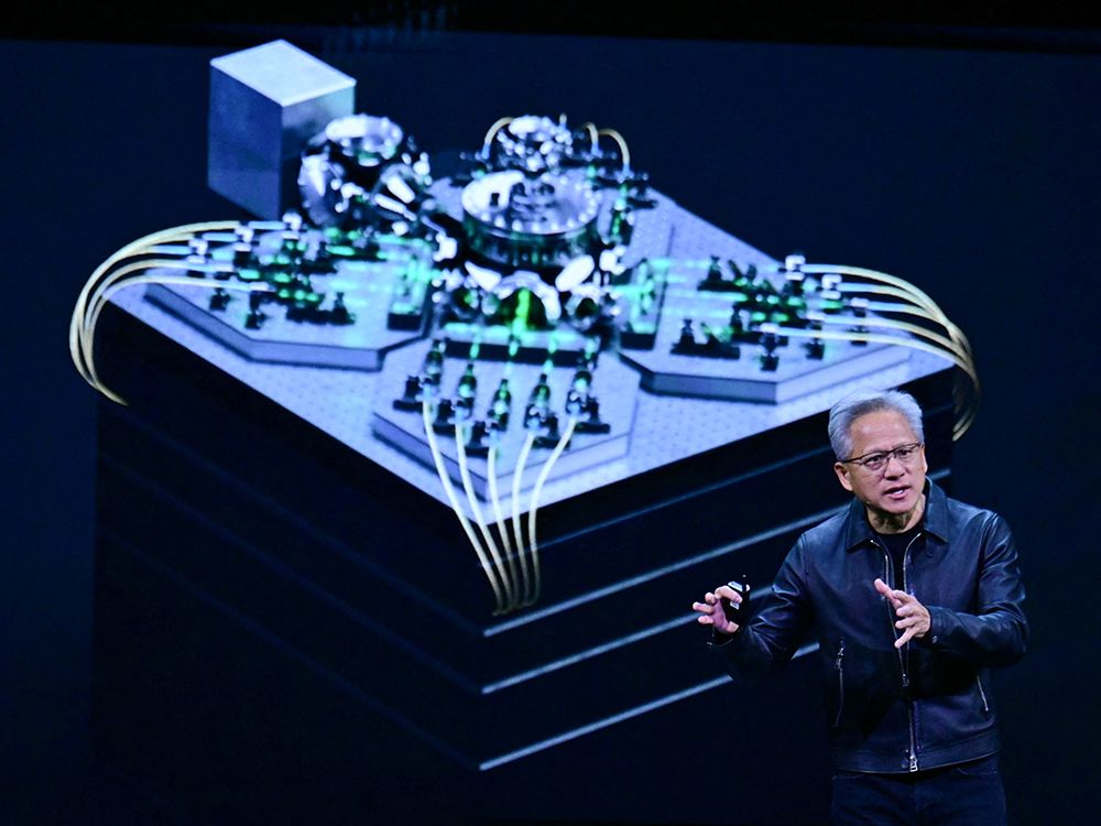 NVIDIA CEO Jensen Huang makes a presentation during the Nvidia GPU Technology Conference in Washington, DC, on Oct. 28, 2025. NVIDIA CEO Jensen Huang makes a presentation during the Nvidia GPU Technology Conference in Washington, DC, on Oct. 28, 2025.