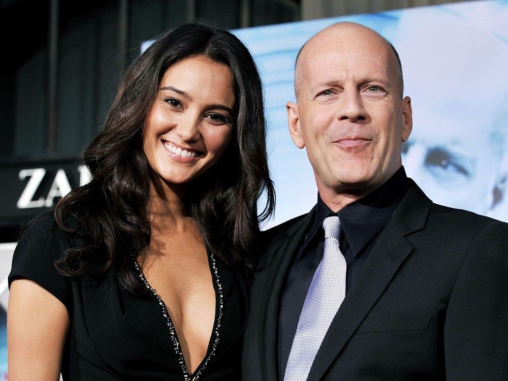 Bruce Willis and his wife Emma Heming Willis arrive at the premiere of 