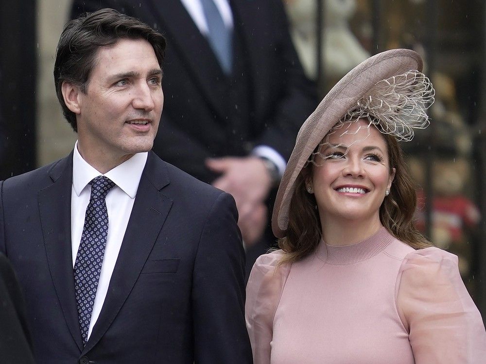 Former Prime Minister Justin Trudeau and Sophie Grégoire Trudeau arriving at Westminster Abbey prior to the coronation ceremony for King Charles III in 2023.