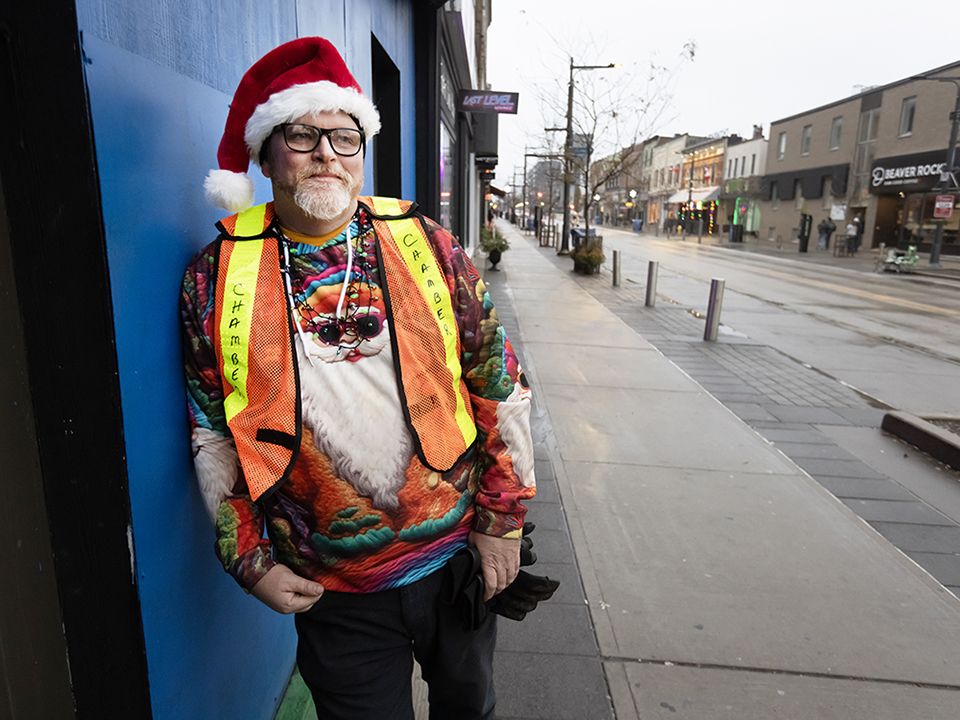 Businessman Aaron Kell poses in downtown Barrie, Ont. Nov. 15, 2025, in downtown Barrie, Ont.