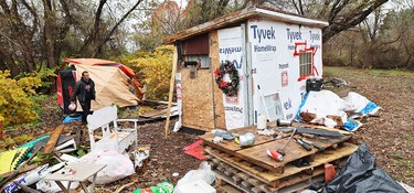 David Swindall leaves his tent encampment outside Windsor, N.S.