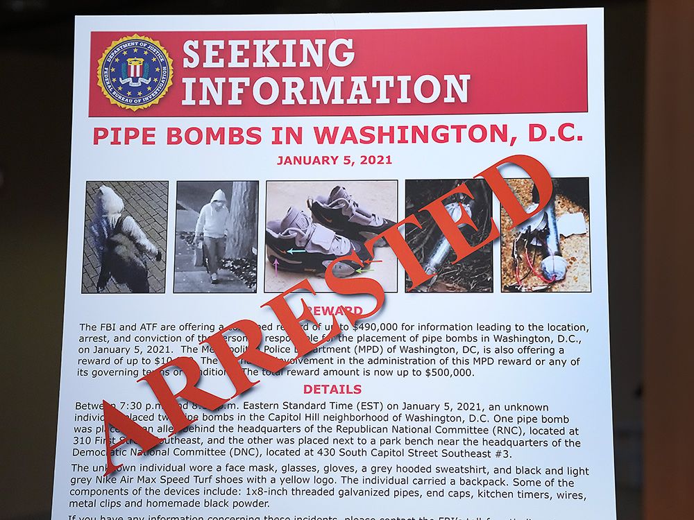 Suspect arrested over planting of pipe bombs near Democrat, GOP offices before 2021 U.S. Capitol riot