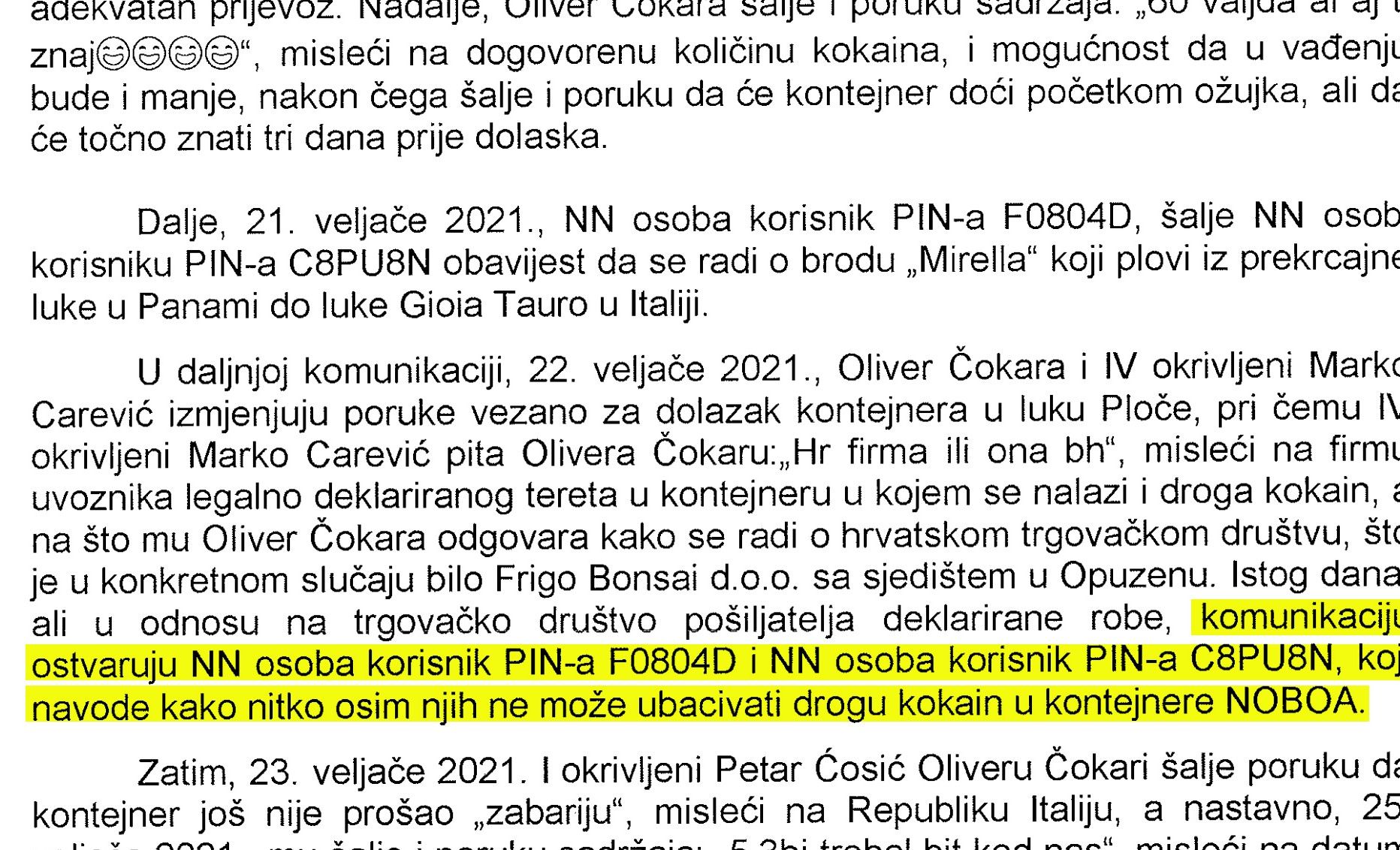 The encrypted Sky ECC chat between messengers identifying themselves by anonymous PIN numbers, bragging that “no one but them” is allowed to load cocaine in containers shipped by Noboa Trading Co TCN S.A. CREDIT: OCCRP/KRIK The encrypted Sky ECC chat between messengers identifying themselves by anonymous PIN numbers, bragging that “no one but them” is allowed to load cocaine in containers shipped by Noboa Trading Co TCN S.A. CREDIT: OCCRP/KRIK