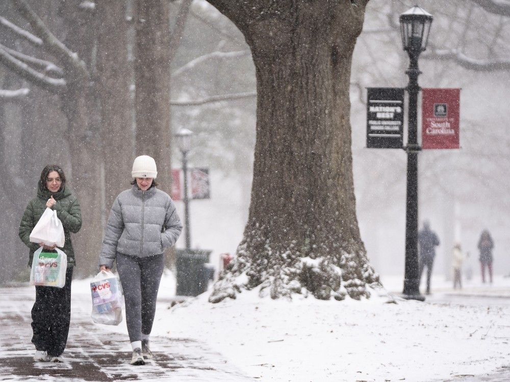 Winter storm in the southern U.S. cancels 2100 flights, threatens citrus crops