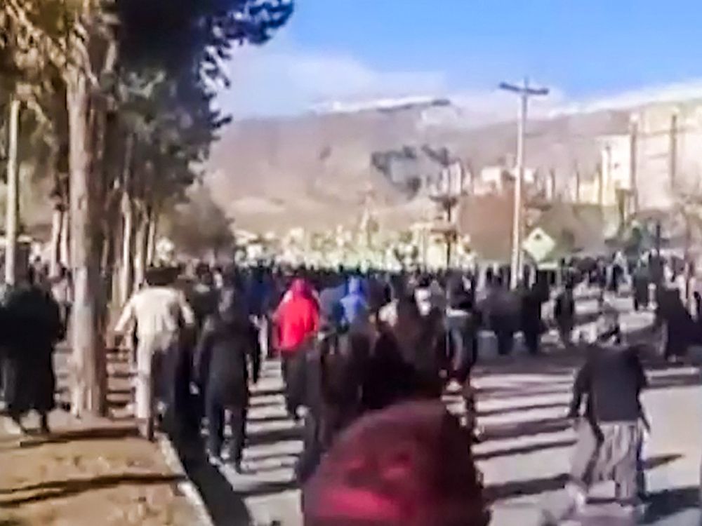  Protesters in the Malekshahi district of Iran’s western Ilam province, on Jan. 4, 2026.